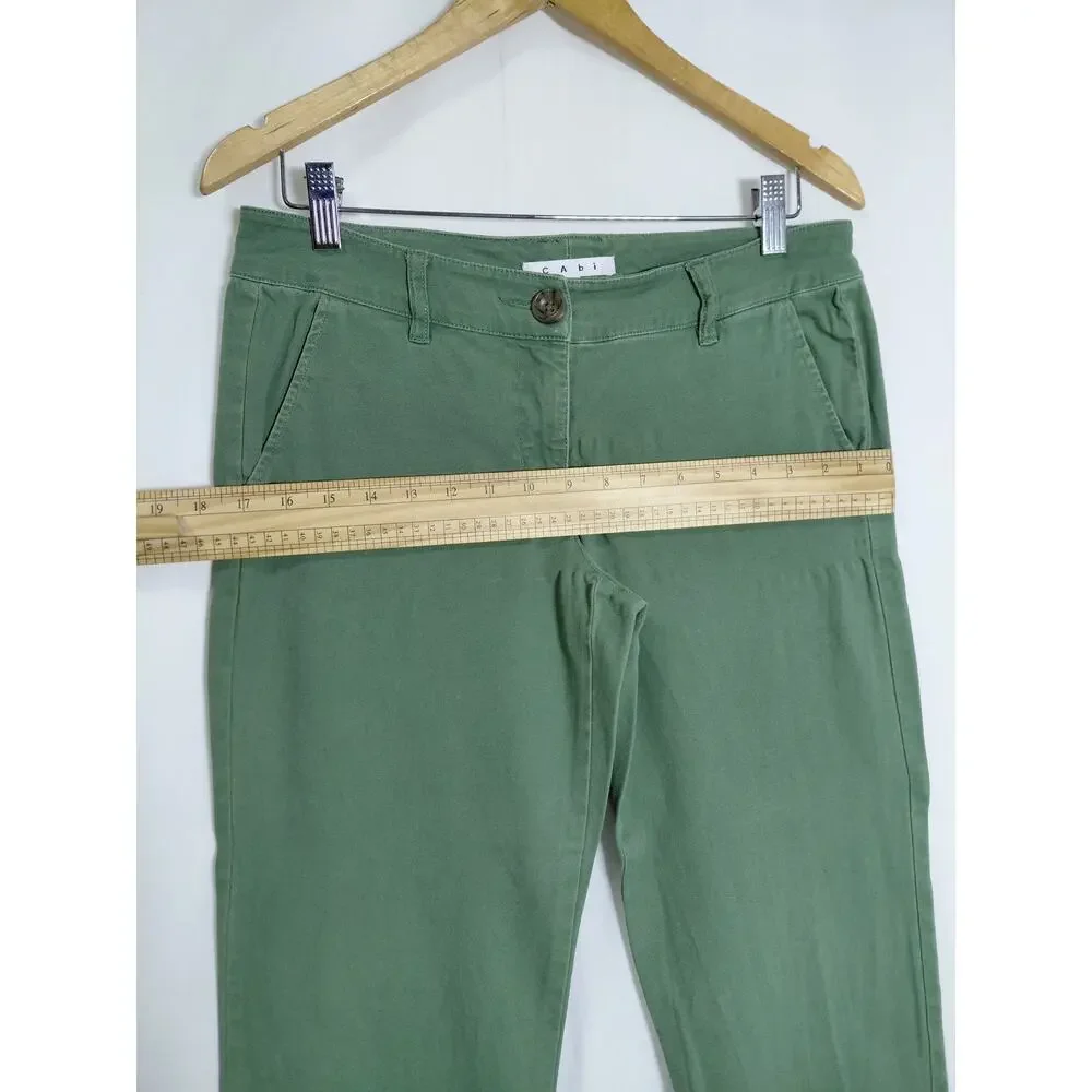 Cabi Green Stretch Tapered Chino Pants Solid Pockets Women Size 4